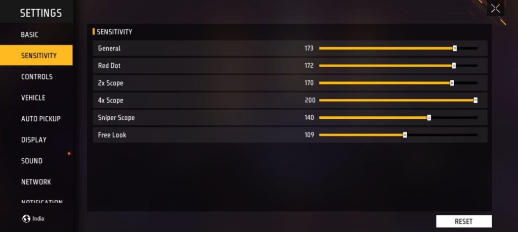 Free Fire Max Headshot Sensitivity Settings