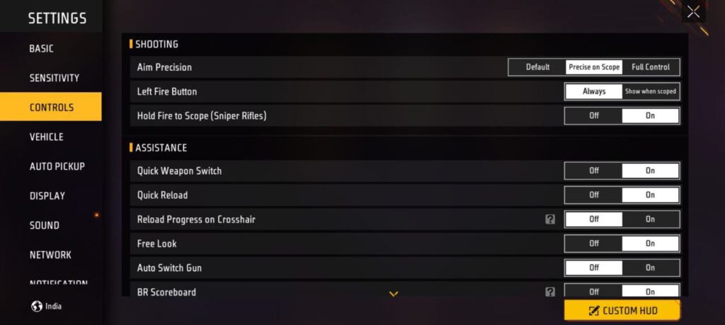 Free Fire Max Headshot Sensitivity Settings